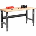 Global Industrial Adjustable Height Workbench, 60 x 30in, Maple Safety Edge, Black 183987BK